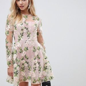 NWT ASOS DESIGN mini skater dress with embroidery